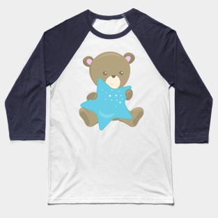 Cute Bear, Baby Bear, Little Bear, Bear With Star Baseball T-Shirt